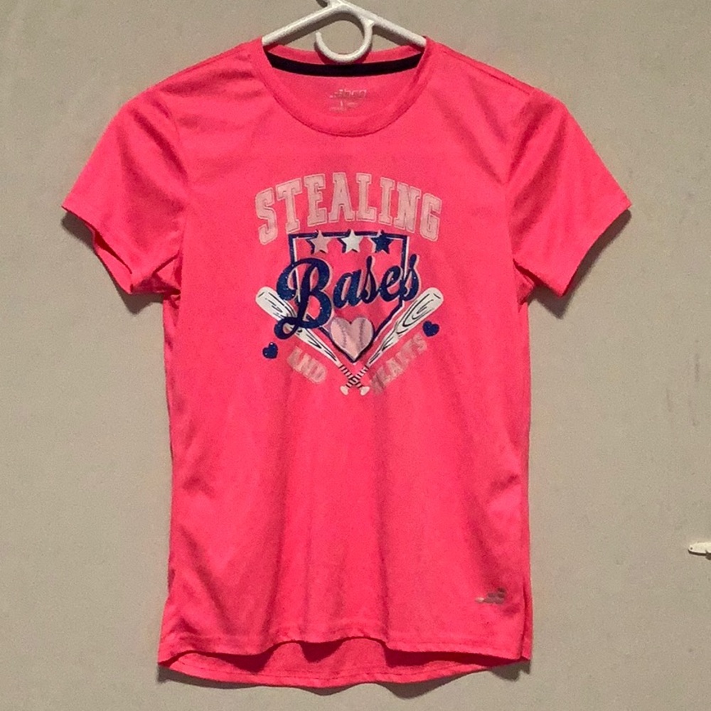 Pink Graphic Tee with softball
 Design
